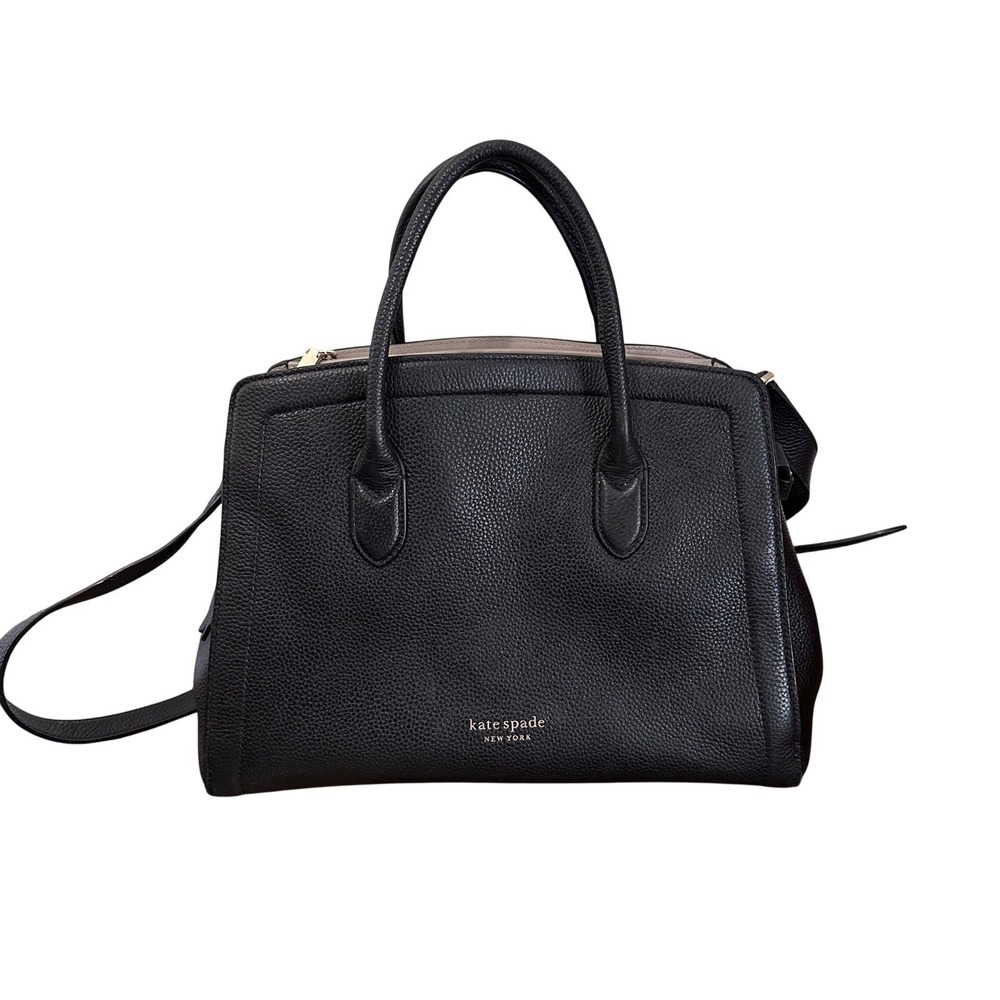 Kate Spade New York Satchel Black Pebbled Leather Crossbody Medium Bag